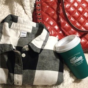 Old Navy Buffalo check flannel button down shirt. Size L.